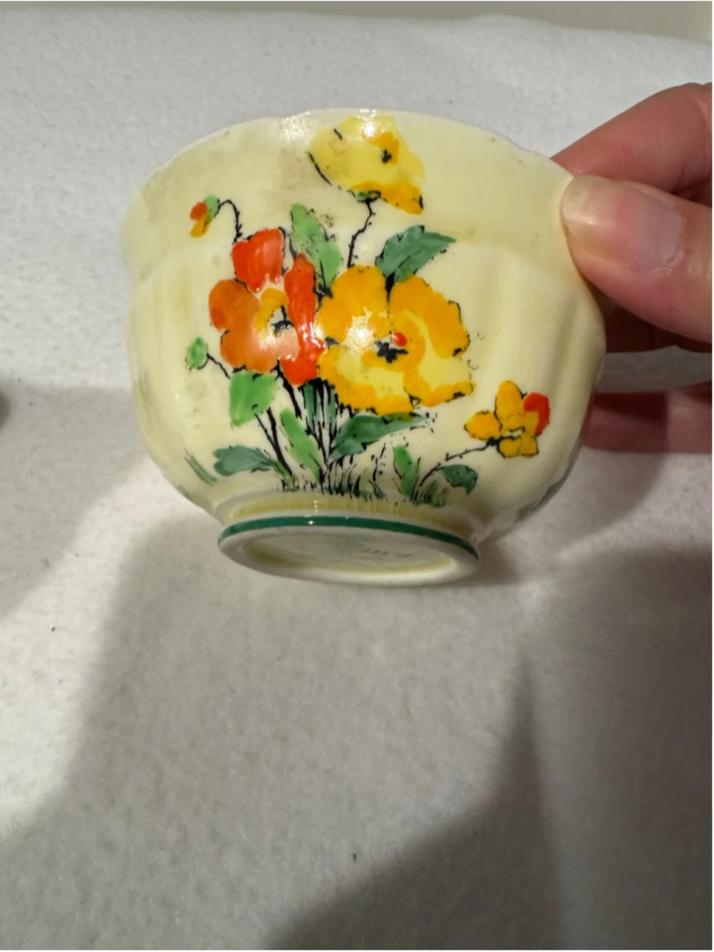 Vintage Crown Staffordshire Creamer & Sugar Bowl Set, One Size, Yellow and Green